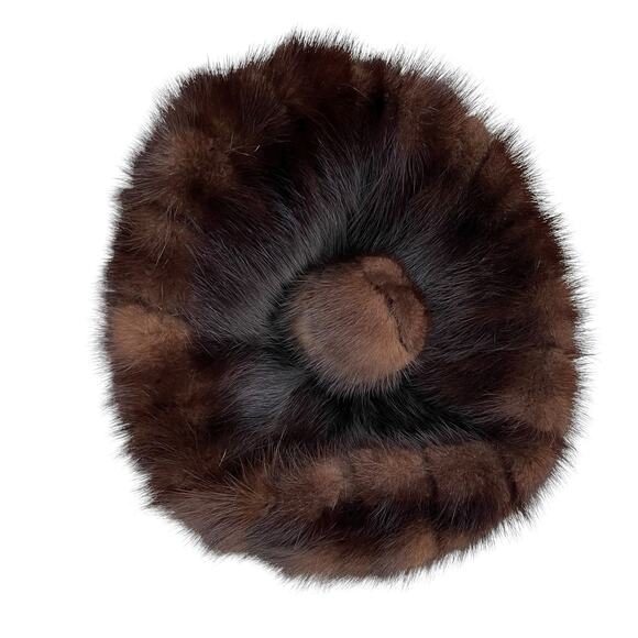 Vintage Conrad & Chandler Mink Fur Beret Style Hat With A Pom Pom, Small - Picture 5 of 6